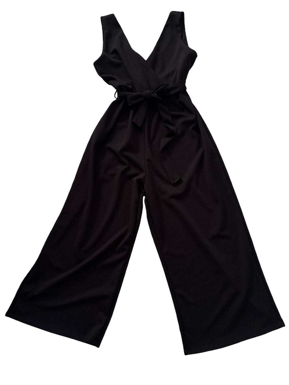 Rolla Coster Black V-Neck Wide-Leg Sleeveless Jumpsuit with Waist Tie